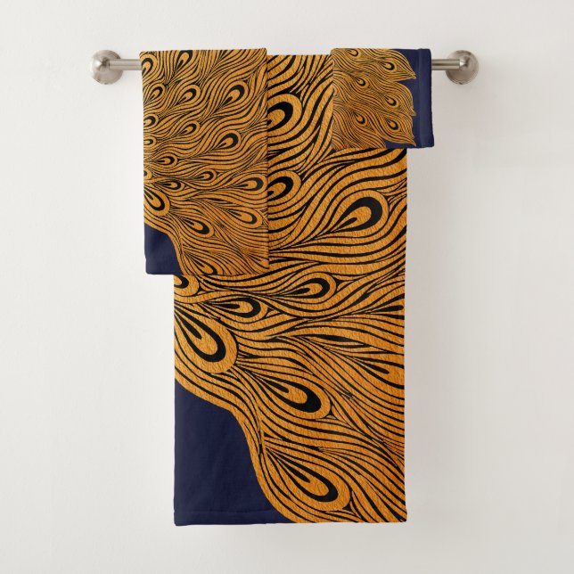 Art Nouveau Peacock Will Bradley Bath Towel Set (Insitu)