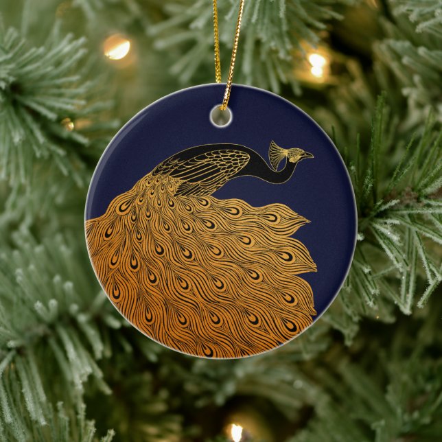 Art Nouveau Peacock Will Bradley Ceramic Ornament (Tree)