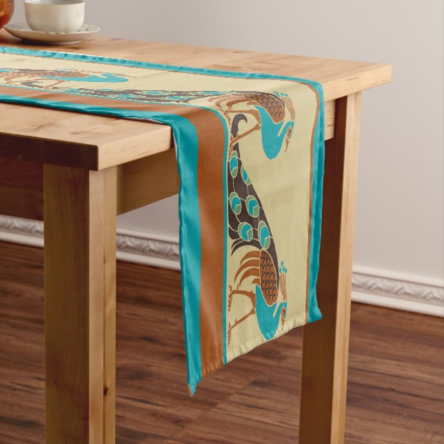 Art Nouveau Peacocks 14" X 72" Table Runner (In Situ)