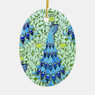 Art Nouveau Peacocks Ceramic Tree Decoration