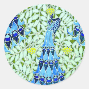 Art Nouveau Peacocks Classic Round Sticker