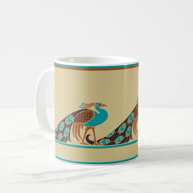 Art Nouveau Peacocks Coffee Mug (Front Left)