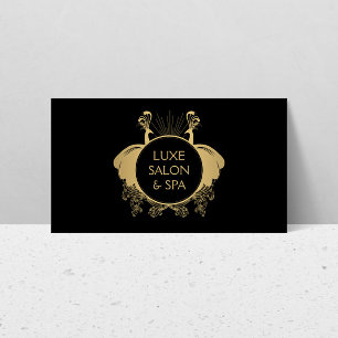 Art Nouveau Peacocks Logo Gold/Black Business Card