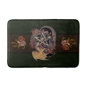Art Nouveau Pentacle Dragon   Bath Mat