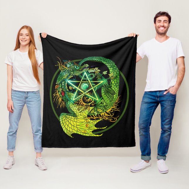Art Nouveau Pentacle Dragon  Fleece Blanket (In Situ)