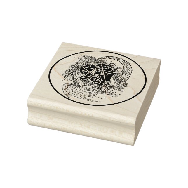 Art Nouveau Pentacle Dragon Rubber Stamp (Stamp)