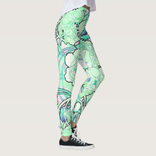 Art Nouveau Peony Flowers All Over Print Leggings