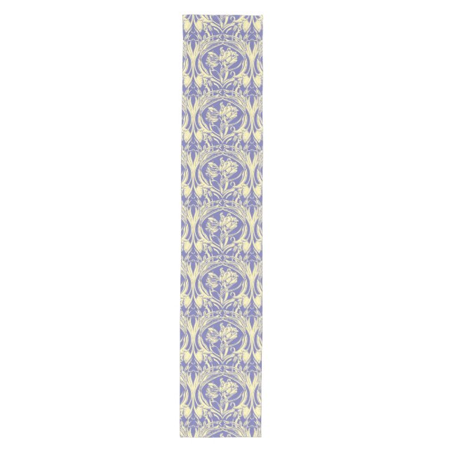 Art Nouveau Periwinkle & Ivory Tulip Table Runner (Front)