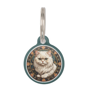 Art Nouveau Persian Cat Personalise Pet Tag