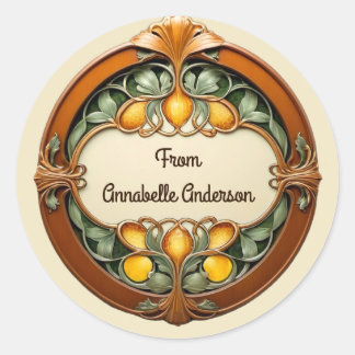 Art Nouveau Personalise Classic Round Sticker