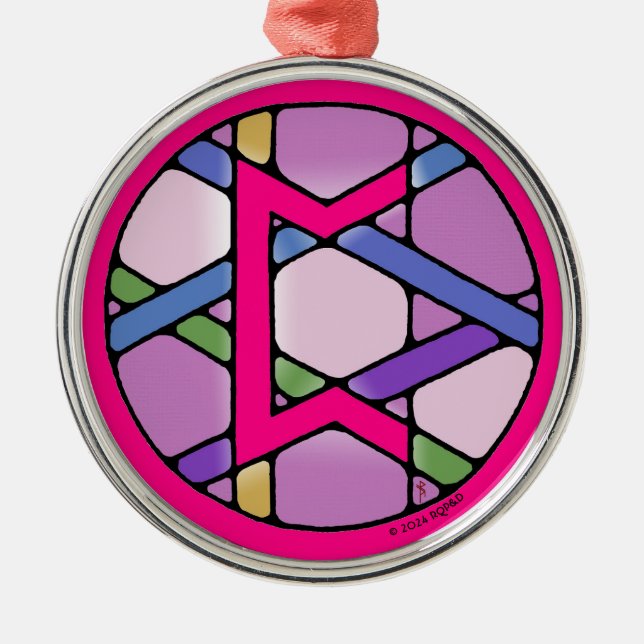 Art Nouveau Perthro Rune of Karma Metal Ornament (Front)