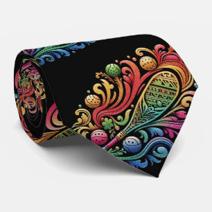 Art Nouveau Pickleball Necktie – Rainbow Elegant