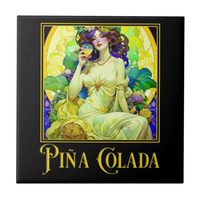 Art Nouveau Pina Colada Ceramic Tile (Front)