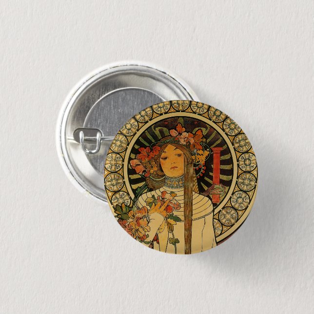 Art Nouveau Pinback Button (Front & Back)