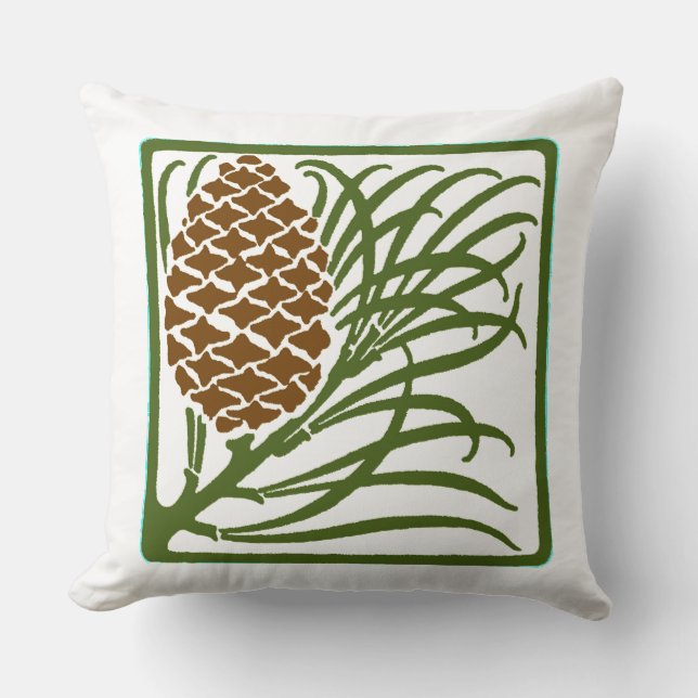 Art Nouveau Pine Cone Cushion (Front)