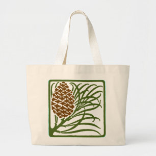 Art Nouveau Pine Cone Large Tote Bag