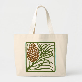 Art Nouveau Pine Cone Large Tote Bag