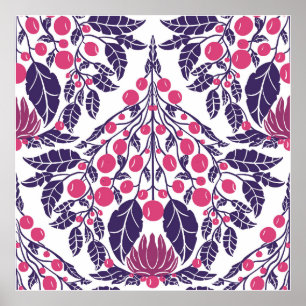 Art Nouveau Pink & Purple–Vintage Floral Scallop Poster