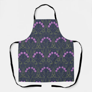 Art Nouveau Pink Roses and Sinuous Stems Apron