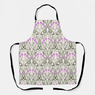 Art Nouveau Pink Roses and Sinuous Stems Apron