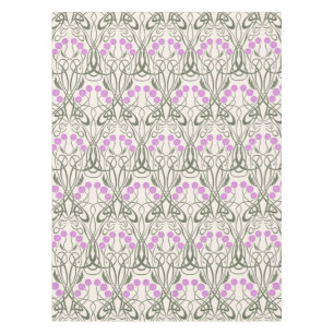 Art Nouveau Pink Roses and Sinuous Stems Tablecloth