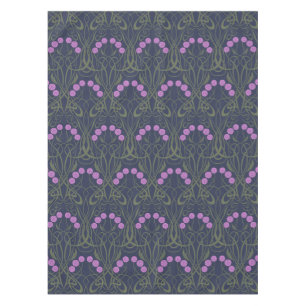 Art Nouveau Pink Roses and Sinuous Stems Tablecloth