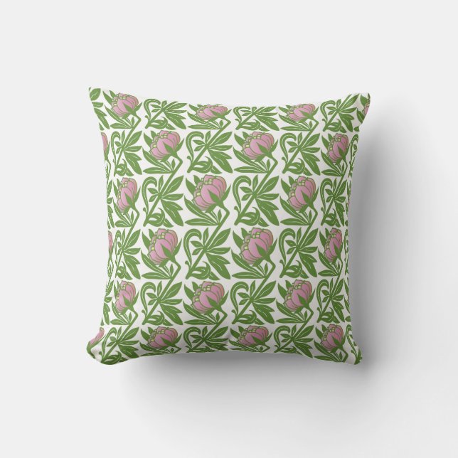 Art Nouveau pink water lilies wallpaper Cushion (Front)