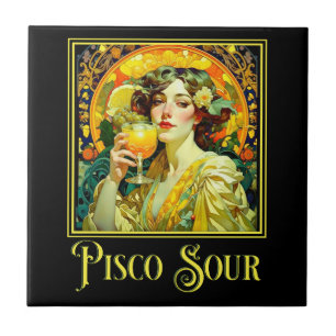 Art Nouveau Pisco Sour Ceramic Tile