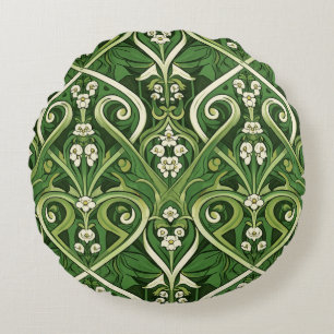 Art nouveau poisonous lily of the valley round cushion