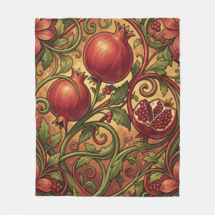 Art Nouveau Pomegranate Ornamental Pattern Fleece Blanket