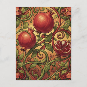 Art Nouveau Pomegranate Ornamental Pattern Postcard