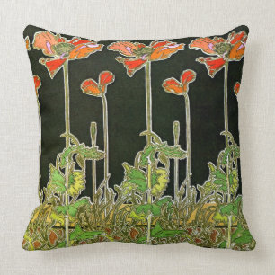 Art Nouveau Poppies 1901 Cushion