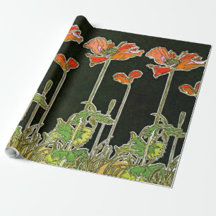 Art Nouveau Poppies 1901 Wrapping Paper