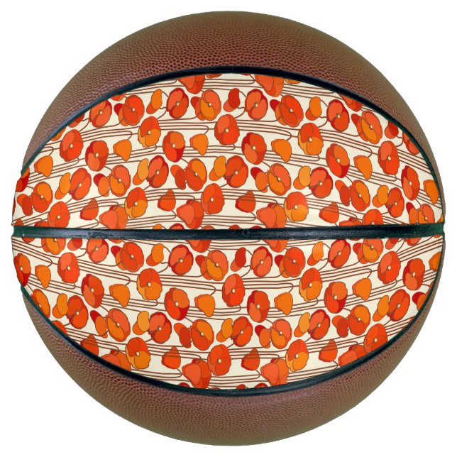 Art Nouveau Poppies Basketball (Front)