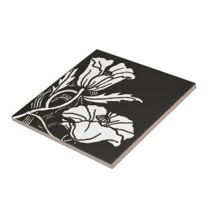 Art Nouveau Poppies Ceramic Tile or Trivet