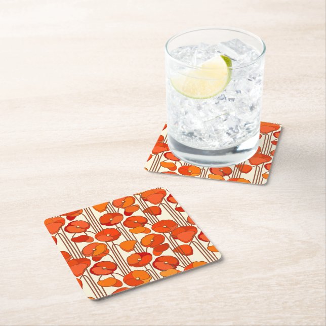 Art Nouveau Poppies Coasters (Insitu)
