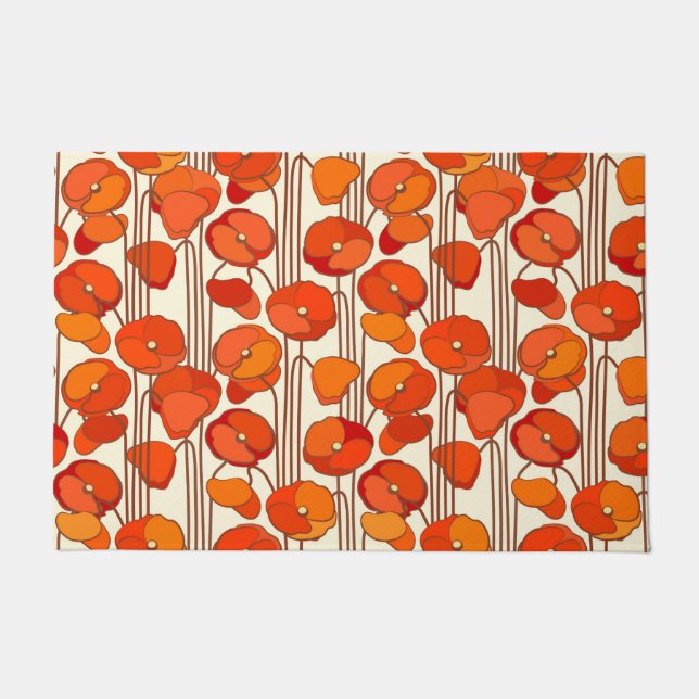 Art Nouveau Poppies Doormat (Front)