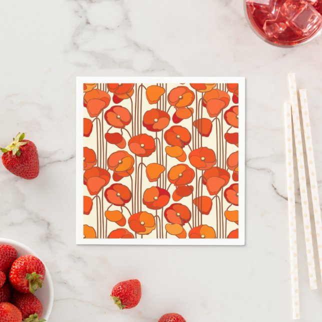 Art Nouveau Poppies Paper Napkins (Insitu)