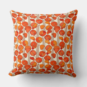 Art Nouveau Poppies Pillow
