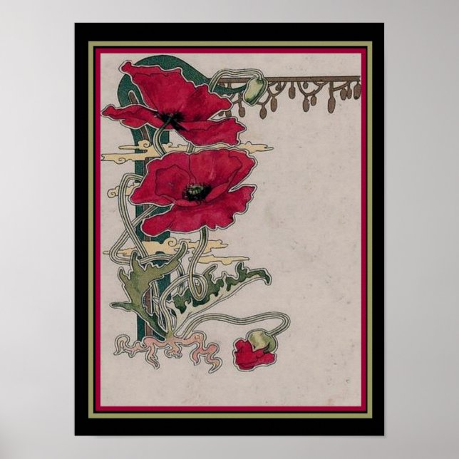 Art Nouveau "Poppies" Print (Front)