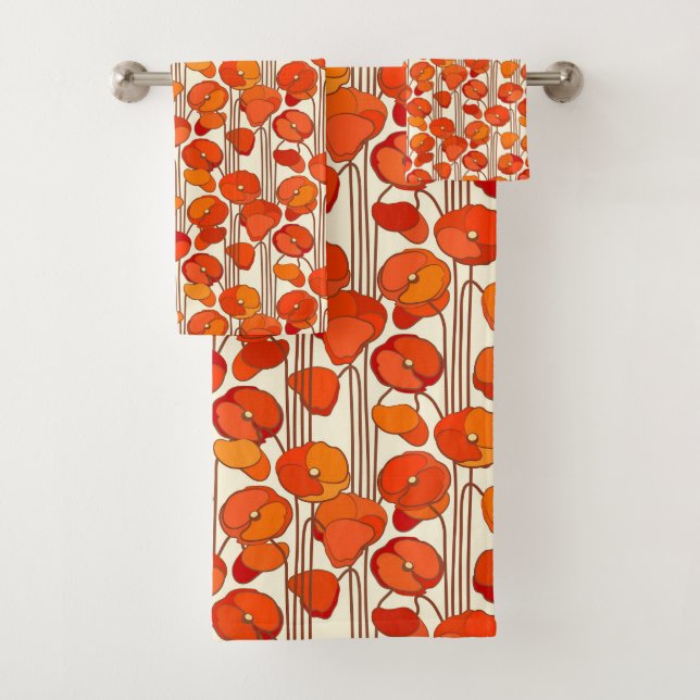 Art Nouveau Poppies Towel Set (Insitu)