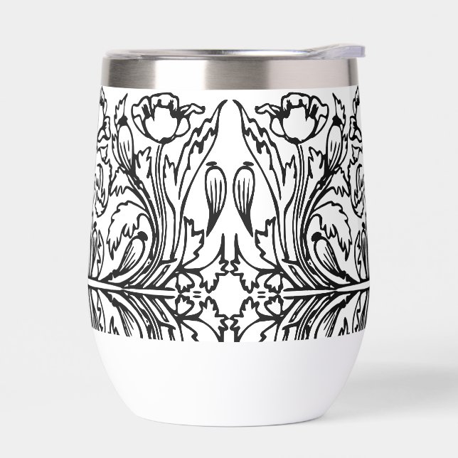 Art nouveau poppy floral black white elegant  (Left)