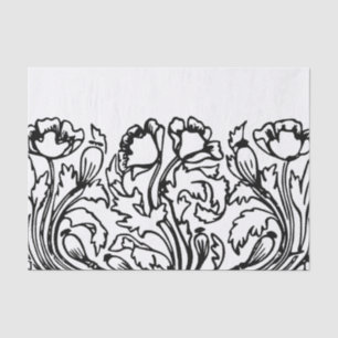 Art nouveau poppy floral black white elegant  tissue paper