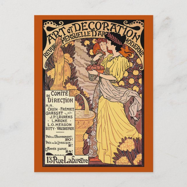 Art Nouveau Postcard: Art & Decoration Postcard (Front)