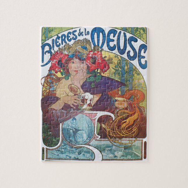 Art Nouveau poster by Alphonse Mucha Beer Girl Jigsaw Puzzle (Vertical)