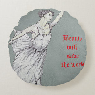 Art Nouveau Poster Round Cushion