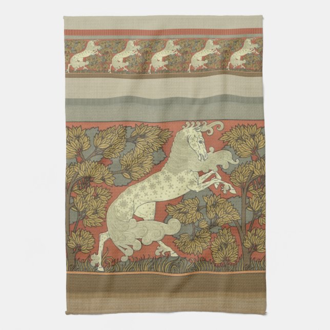 Art Nouveau Prancing Horse Towel (Vertical)
