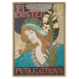 Art Nouveau Prang's Easter Winged Woman Lily Art Clipboard