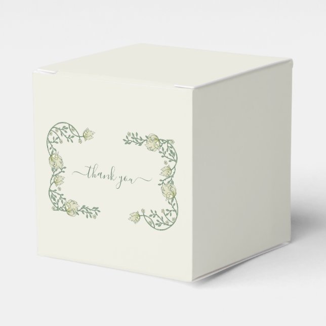 Art Nouveau pretty cream wedding thank you card Favour Box (Front Side)
