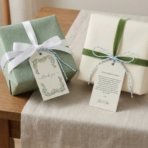 Art Nouveau pretty cream wedding thank you card Gift Tags